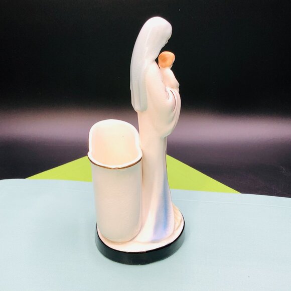Vintage 60s SHAFFORD Porcelain Madonna with Baby Planter Rosary Holder Figurine - Picture 5 of 15